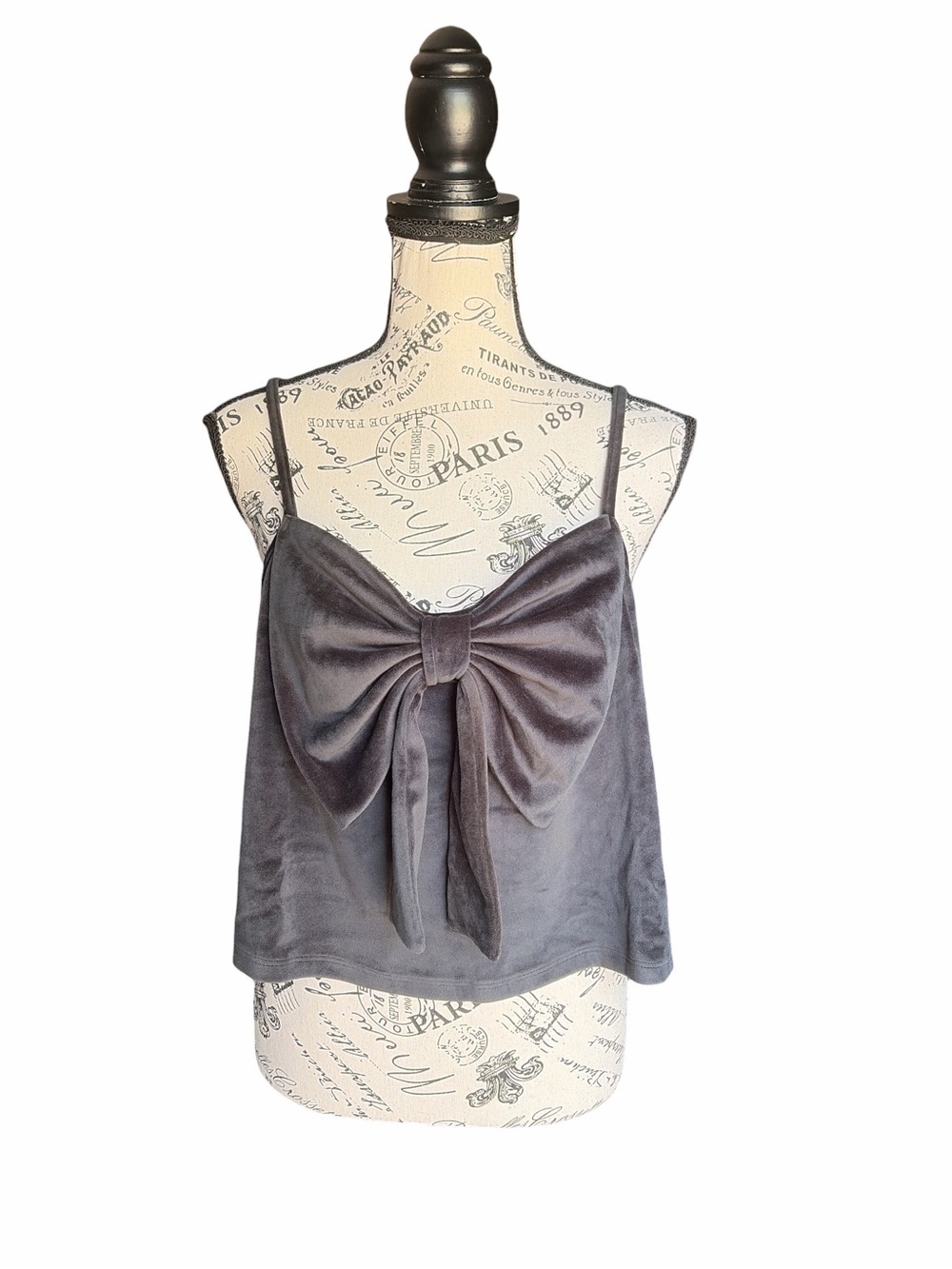 American Eagle Black Velvet Bow Swing Tank Top Cami Coquette Going Out M NWT